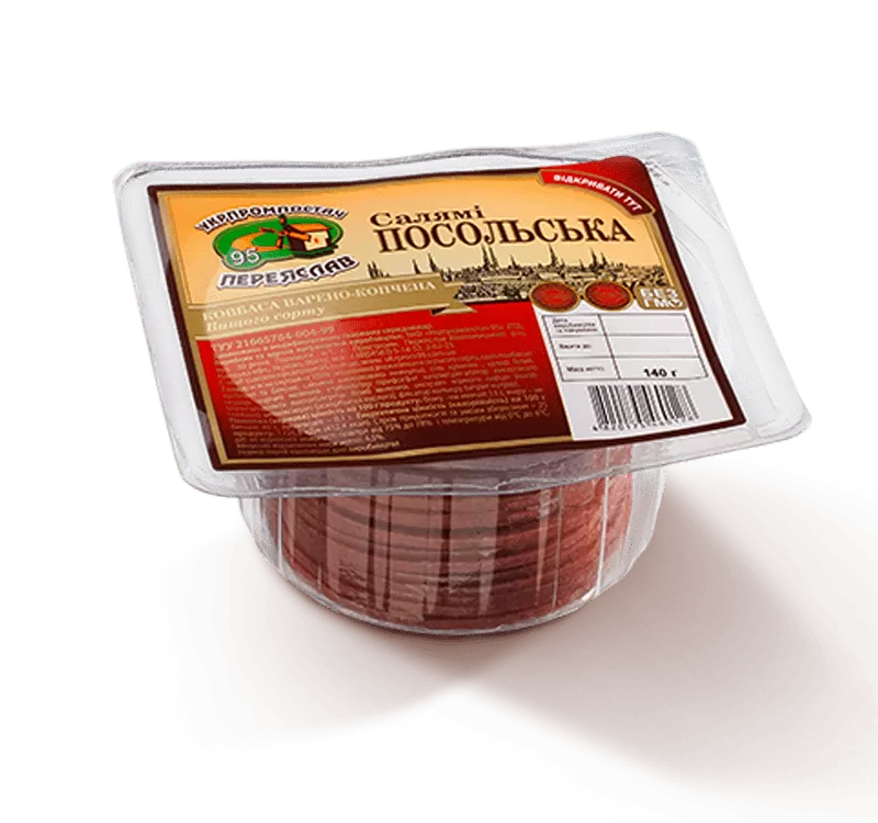Ковбаса салямі Посольська (нарізка) Ковбаса салямі Посольська (нарізка)